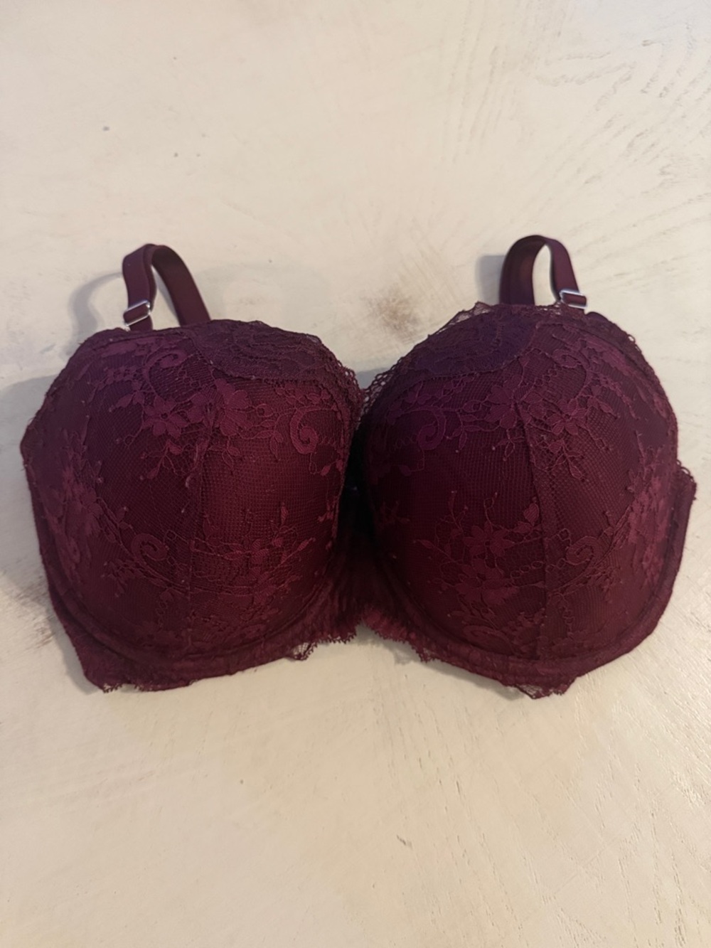 Victoria’s Secret Dream Angels Lace Demi Push-Up Bra - Deep Plum 36DDD